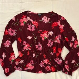 Express Peplum Faux Wrap Blouse Medium